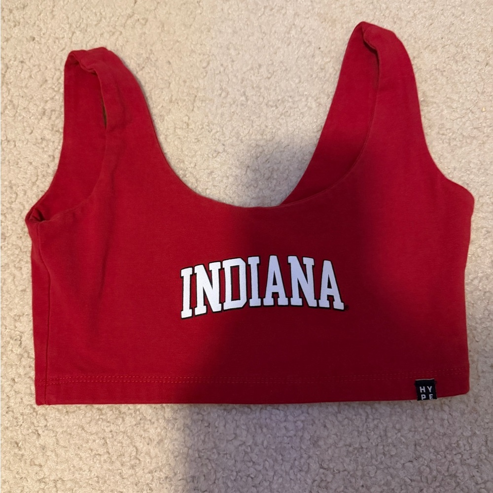 Hype Red Crop Tank Top with Chest Print